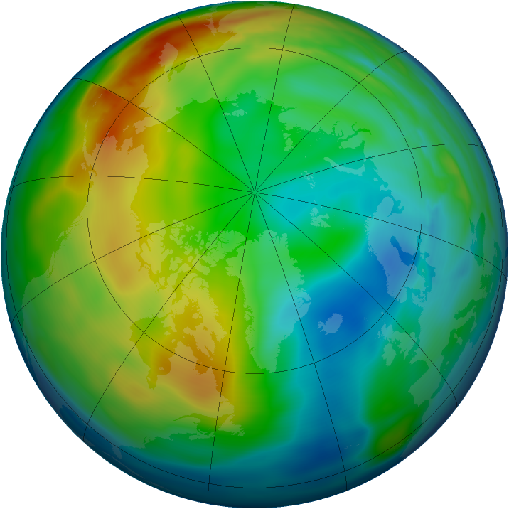 Arctic ozone map for 19 December 2007